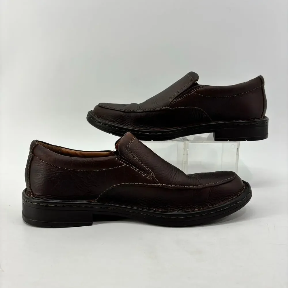 Clarks Mens Size 7 Brown Loafers Slip On Leather Ortholite Casual